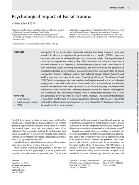 facisl abuse|Psychological Impact of Facial Trauma .